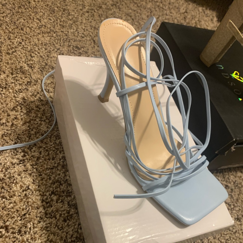 Baby Blue Lace up leg